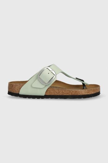 Semišové žabky Birkenstock Gizeh Big Buckle dámské, zelená barva, na plochém podpatku, 1024046