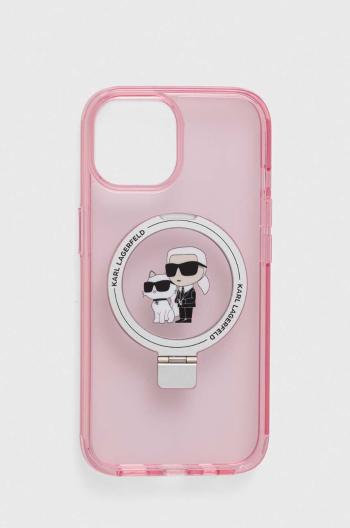 Obal na telefon Karl Lagerfeld iPhone 15 6.1 růžová barva