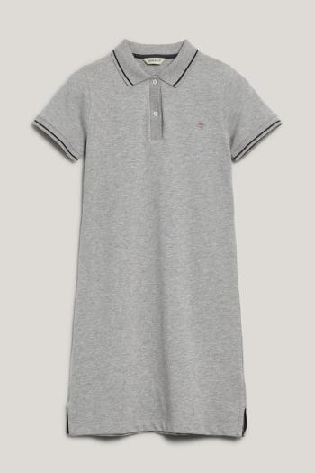 ŠATY GANT FITTED POLO PIQUE DRESS GREY MELANGE
