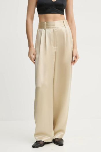 Kalhoty By Malene Birger dámské, béžová barva, široké, high waist