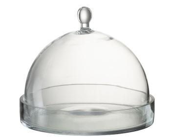 Transparentní skleněný podnos s poklopem Bell Jar L - Ø 22*25 cm 28848