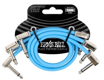 Ernie Ball Flex Patch Cable 12" Blue 3-Pack 