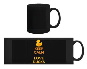 Černý hrnek Keep calm and love ducks