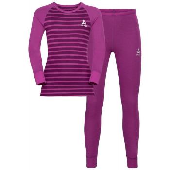 Odlo SET ACTIVE WARM KIDS Dětský set funkční prádla, vínová, velikost