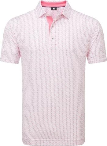 Footjoy Figure Print Lisle Mens White/Pink Lemonade S Polo košile