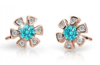 Cutie Jewellery Dětské náušnice z růžového zlata C2156-30-X-4 světle zelená