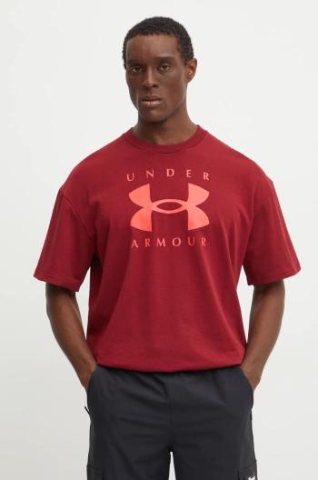 Tričko Under Armour HW Branded vínová barva, s potiskem, 1389146