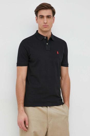 Bavlněné polo tričko Ralph Lauren černá barva, 710782592