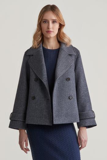 BUNDA GANT CROPPED HERRINGBONE WOOL JACKET EVENING BLUE