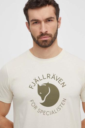 Tričko Fjallraven Fjällräven Fox béžová barva, s potiskem, F87052