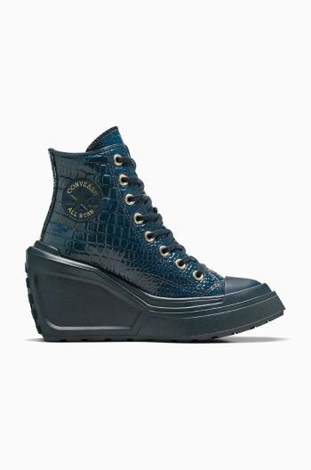 Kožené kecky Converse Chuck 70 De Luxe Wedge dámské, tmavomodrá barva, A10037C