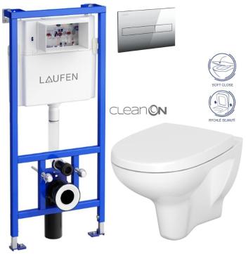 LAUFEN Rámový podomítkový modul CW1 SET s chromovým tlačítkem + WC CERSANIT ARTECO CLEANON + SEDÁTKO H8946600000001CR AT1