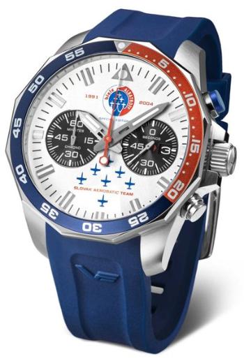 Vostok Europe Limitovaná edice Biele Albatrosy 6S21-225A474-C - Modrý silikonový řemínek