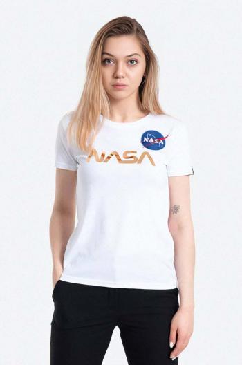 Bavlněné tričko Alpha Industries NASA Pm T bílá barva, 198053.438-white