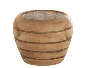 Dřevěný květináč s rýhami Paulownia Natural Stripes S - Ø15*12cm 25511