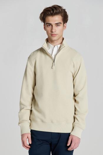 MIKINA GANT WAFFLE TEXTURE HALF ZIP SILKY BEIGE