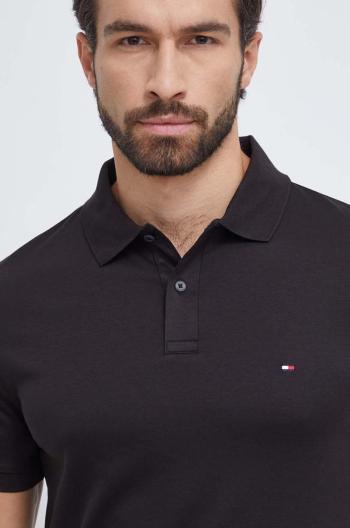 Bavlněné polo tričko Tommy Hilfiger černá barva