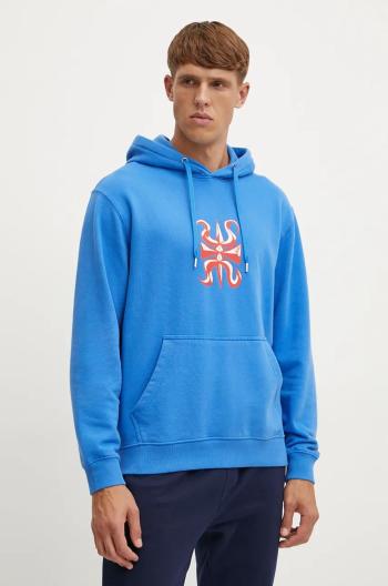 Mikina Quiksilver Mercury Hoodie pánská, modrá barva, s kapucí, s potiskem, AQYFT03399