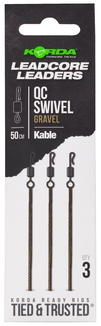 Korda montáž kable leadcore leader qc swivel 50 cm - gravel