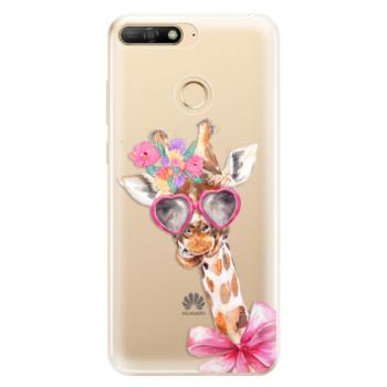 Odolné silikonové pouzdro iSaprio - Lady Giraffe - Huawei Y6 Prime 2018