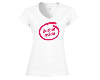 Dámské tričko V-výstřih Barbie inside