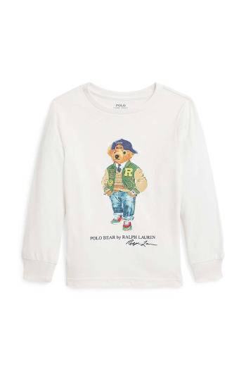 Dětské bavlněné tričko s dlouhým rukávem Polo Ralph Lauren bílá barva, s potiskem, 322883620010