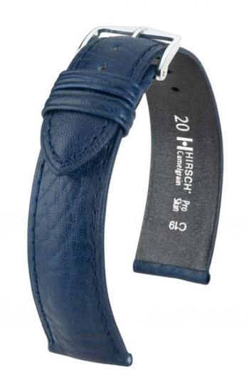 Řemínek Hirsch Camelgrain - modrý - 20 mm - L – Standardní délka (doporučujeme) - 18 mm - Stříbrná