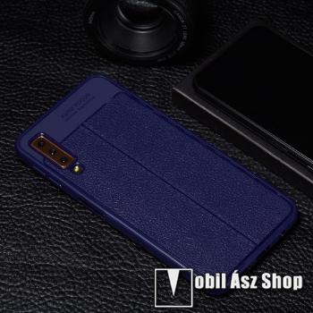 OTT! LEATHER PRO SERIES szilikon védő tok / bőrhatású hátlap - KÉK - 360 FOKOS ERŐS VÉDELEM! - SAMSUNG SM-A750F Galaxy A7 (2018)