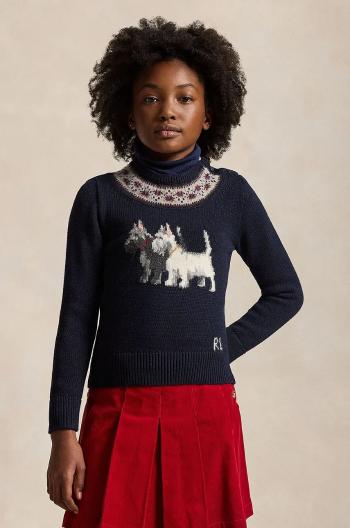 Dětský bavlněný svetr Polo Ralph Lauren tmavomodrá barva, 313950806001