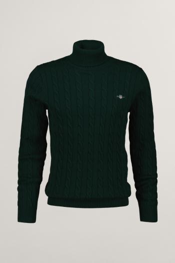 ROLÁK GANT COTTON CABLE TURTLE NECK TARTAN GREEN