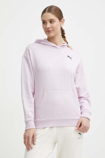 Bavlněná mikina Puma BETTER ESSENTIALS dámská, fialová barva, s kapucí, hladká, 675988