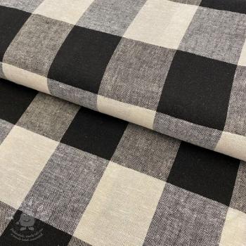 Viskóza se lnem YARN DYED CHECK black