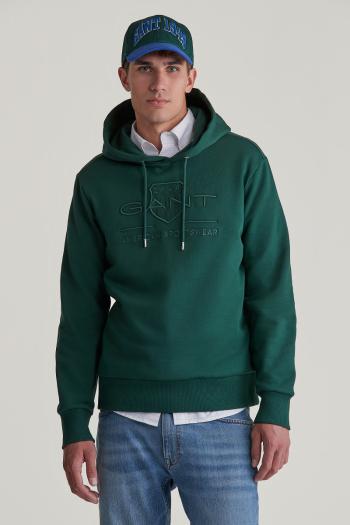 MIKINA GANT REG TONAL SHIELD HOODIE TARTAN GREEN