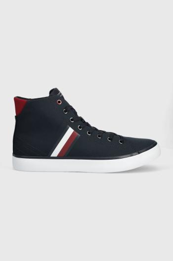 Kecky Tommy Hilfiger TH HI VULC STRIPES MESH pánské, tmavomodrá barva, FM0FM04948