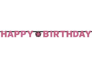 Happy birthday banner - csillogó rózsaszín