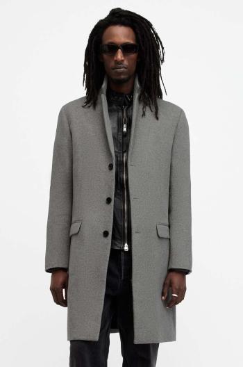 Kabát s příměsí vlny AllSaints HAL COAT šedá barva, přechodný, M005OZ