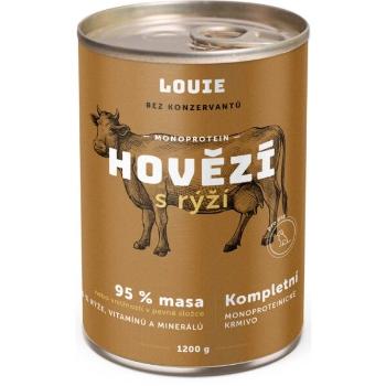 LOUIE HOVĚZÍ S RÝŽÍ 1 200 G Psí konzerva, hnědá, velikost