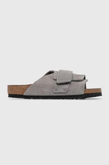 Semišové pantofle Birkenstock KYOTO pánské, šedá barva, 1024502