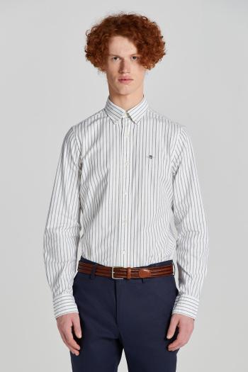 KOŠILE GANT SLIM OXFORD STRETCH STRIPE SHIRT WHITE