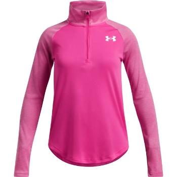 Under Armour TECH GRAPHIC 1/2 ZIP Dívčí tričko s dlouhým rukávem, růžová, velikost