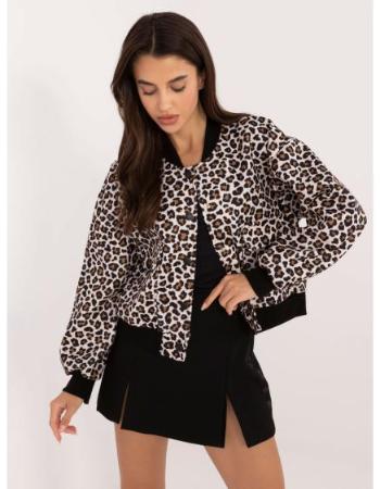 Dámská bunda bomber s leopardím vzorem a kapsami béžovo-černá 