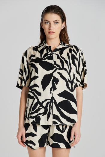 HALENKA GANT REL PALM PRINT SS SHIRT SOFT OAT