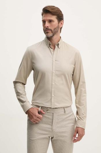 Košile Lindbergh pánská, béžová barva, slim, s límečkem button-down, 30-203174