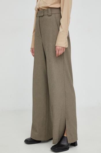 Kalhoty By Malene Birger dámské, hnědá barva, široké, high waist