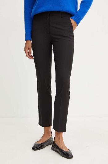 Vlněné kalhoty Weekend Max Mara černá barva, přiléhavé, high waist, 2425136051600