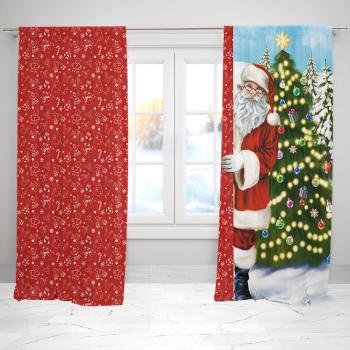 Závesy Santa – Veselé Vianoce  (Rozmer: 140x250, Materiál: Interlock)