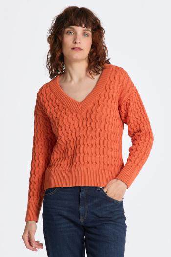 SVETR GANT COTTON TEXTURE V-NECK PALE CORAL