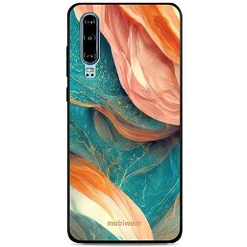 Mobiwear Glossy lesklý pro Huawei P30 - G025G - Azurový a oranžový mramor (5904808526593)