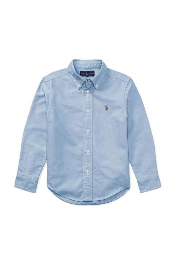 Dětská bavlněná košile Polo Ralph Lauren modrá barva, 322677133002