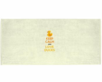 Celopotištěný sportovní ručník Keep calm and love ducks